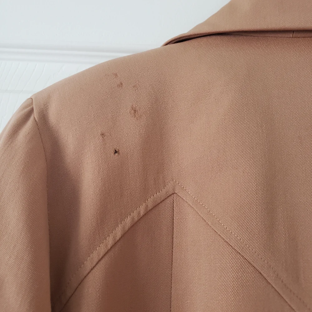 1940s 1950s Vintage Wool Camel Tan Longsleeve Car Swing Coat Lucite Button #28 - Picture 12 of 16